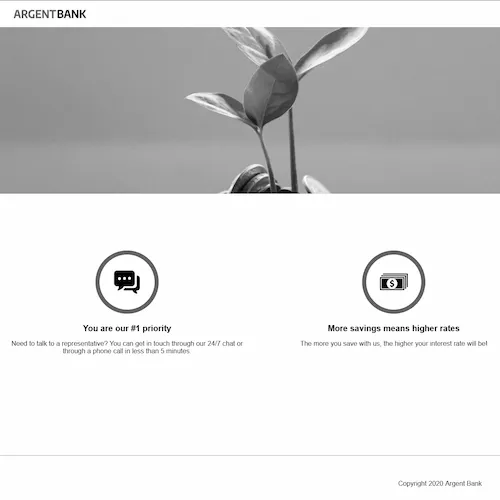 Screenshot of a banking website called Argent Bank