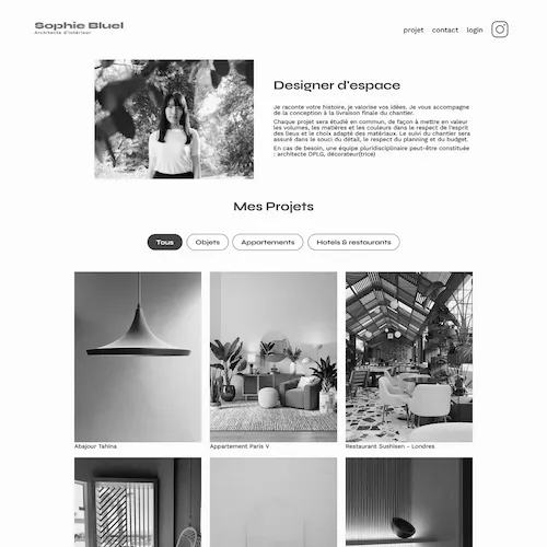 Screeshot of the portfolio website of Sophie Bluel, a photographer